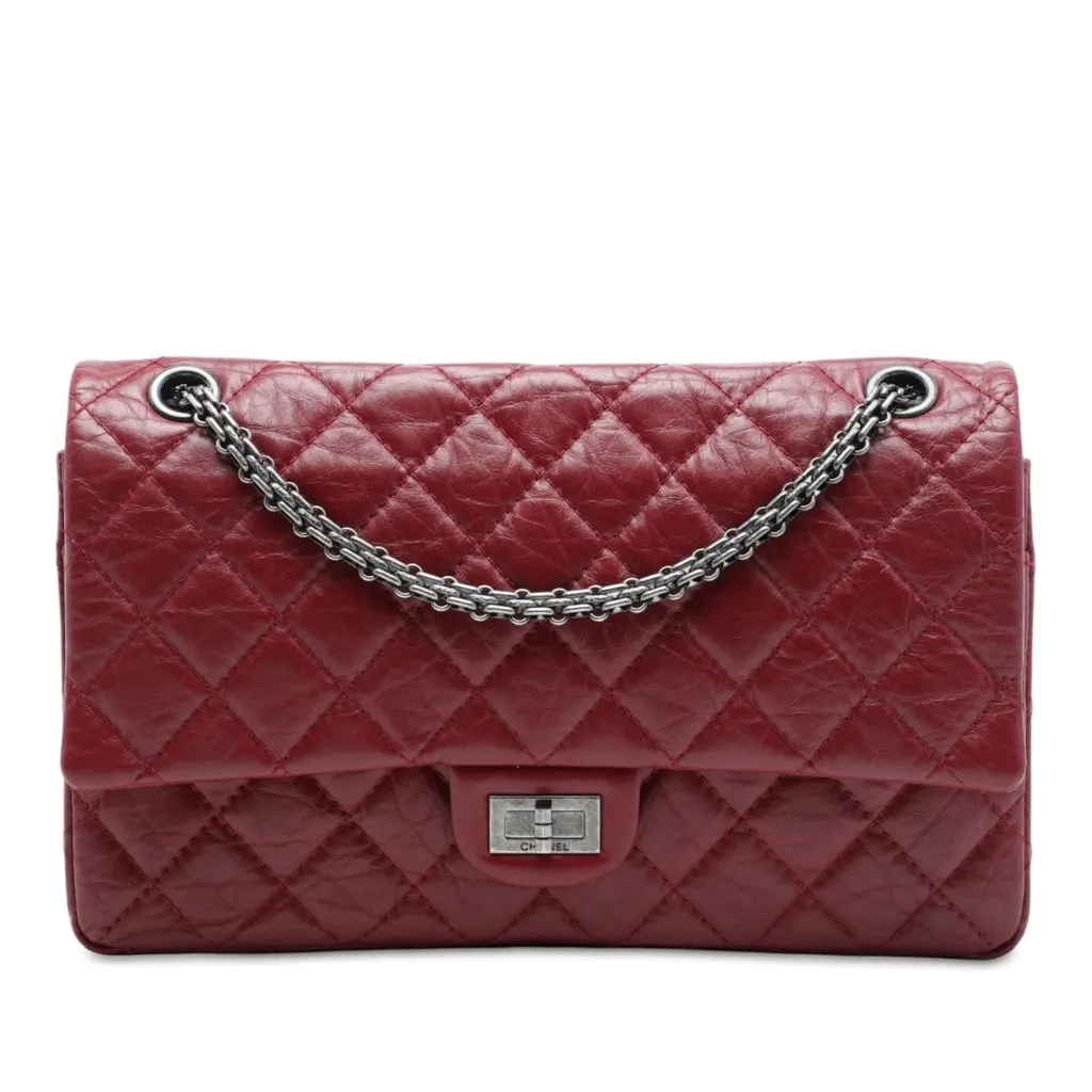 Chanel Quilted Aged Calfskin Reissue 2.55 Double Flap 226 Red Leather Very good - Front View