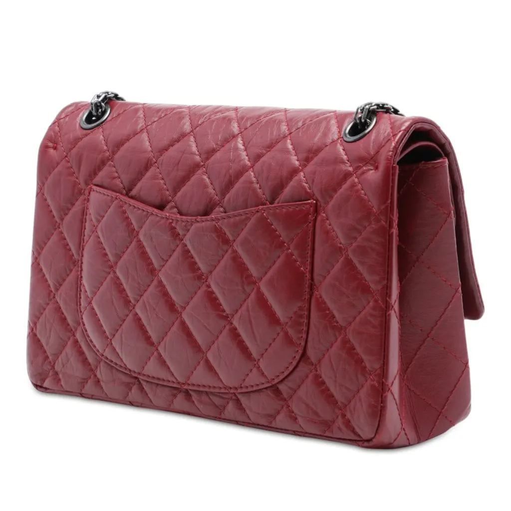 Chanel Quilted Aged Calfskin Reissue 2.55 Double Flap 226 Red Leather Very good - Back View