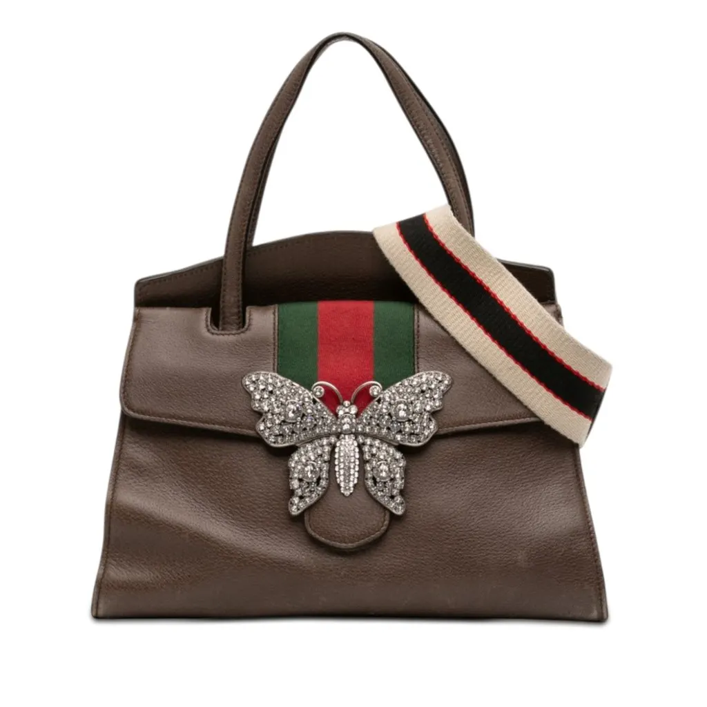 Gucci Medium Calfskin Linea Totem Satchel Brown Leather Very good - Front View