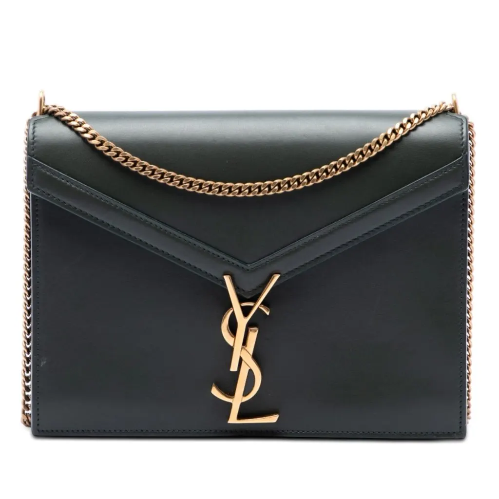 Saint Laurent Smooth Calfskin Monogram Cassandra Clasp Bag Green Leather Very good - Front View