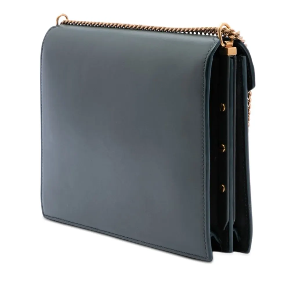 Saint Laurent Smooth Calfskin Monogram Cassandra Clasp Bag Green Leather Very good - Back View