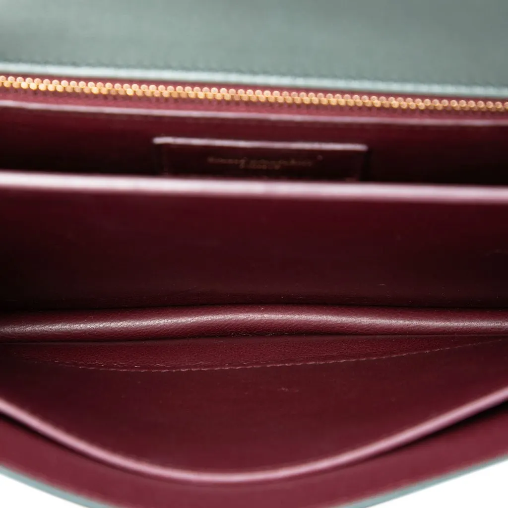Saint Laurent Smooth Calfskin Monogram Cassandra Clasp Bag Green Leather Very good - Model View