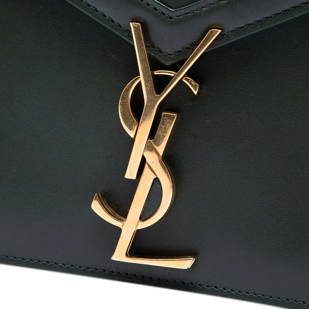 Saint Laurent Smooth Calfskin Monogram Cassandra Clasp Bag Green Leather Very good - Box View