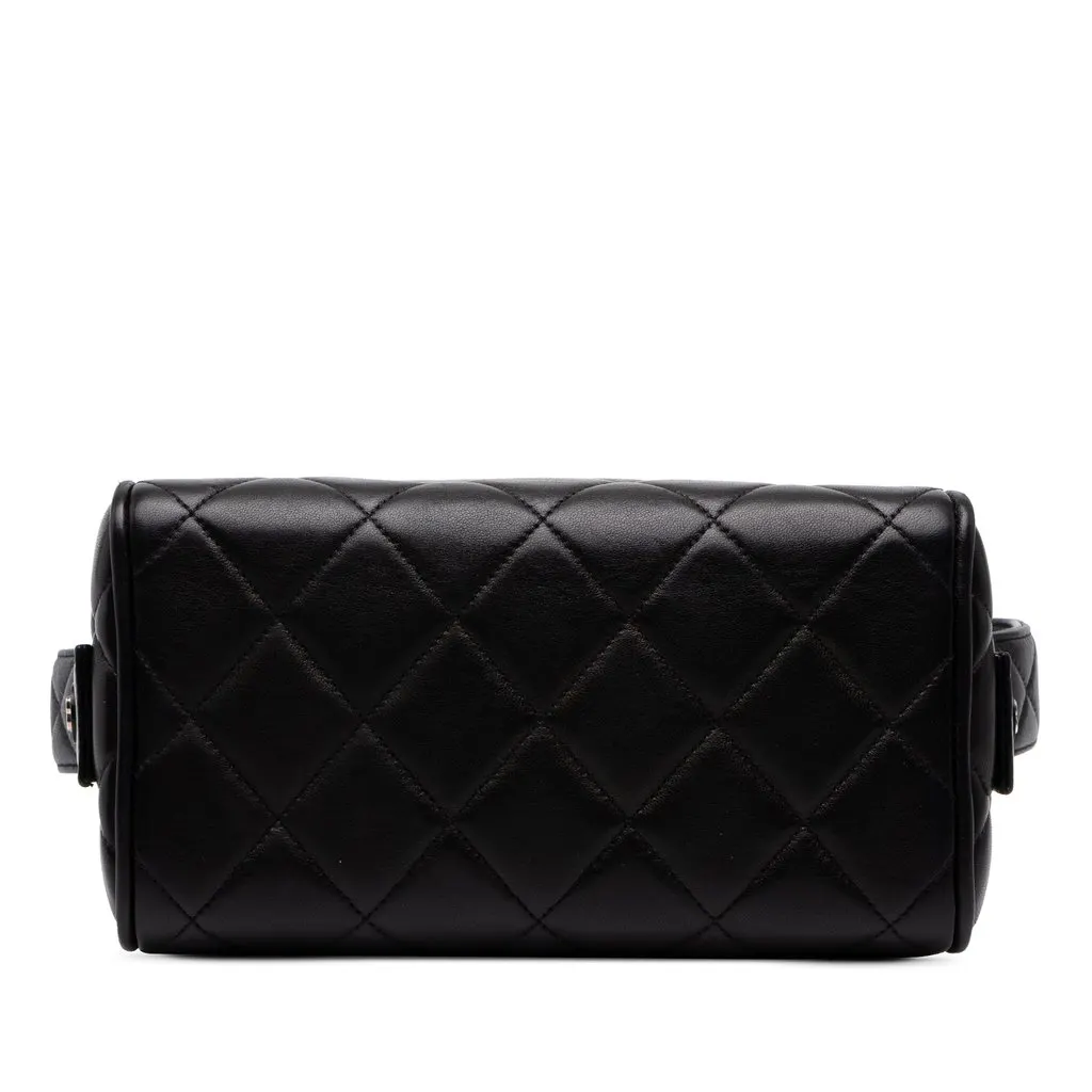 Chanel Quilted Lambskin Box Vanity Bag Black Leather Very good - Inside View