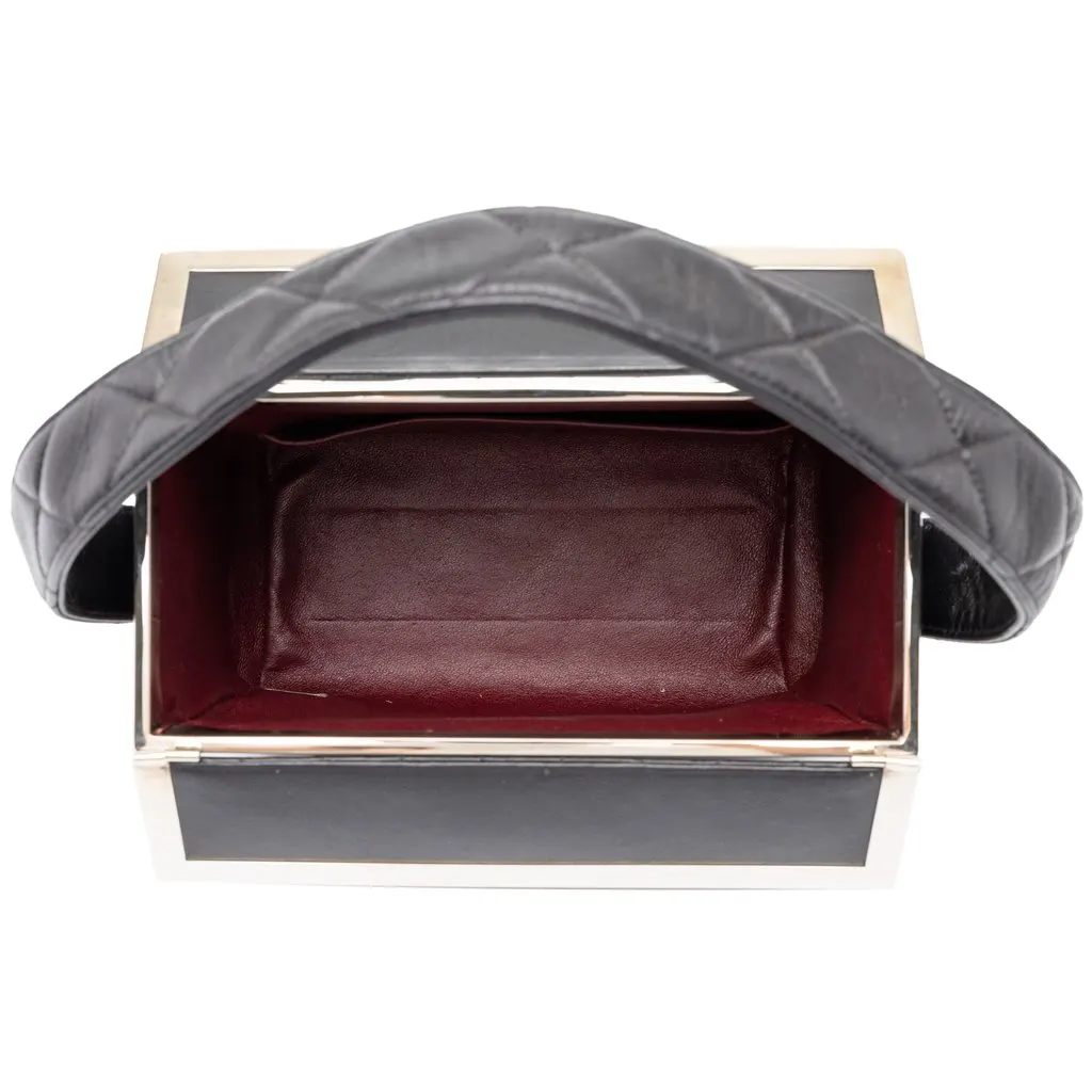 Chanel Quilted Lambskin Box Vanity Bag Black Leather Very good - Model View