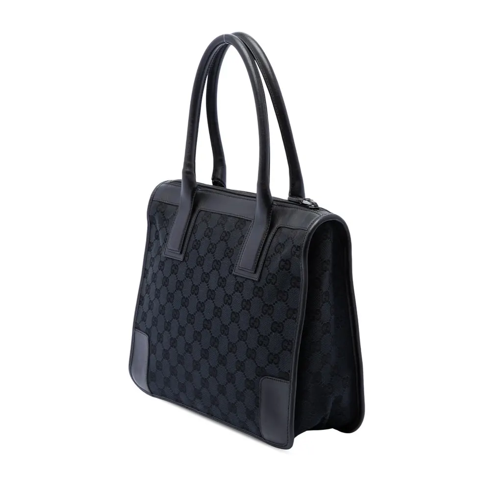 Gucci GG Canvas Handbag Black Canvas Good - Back View