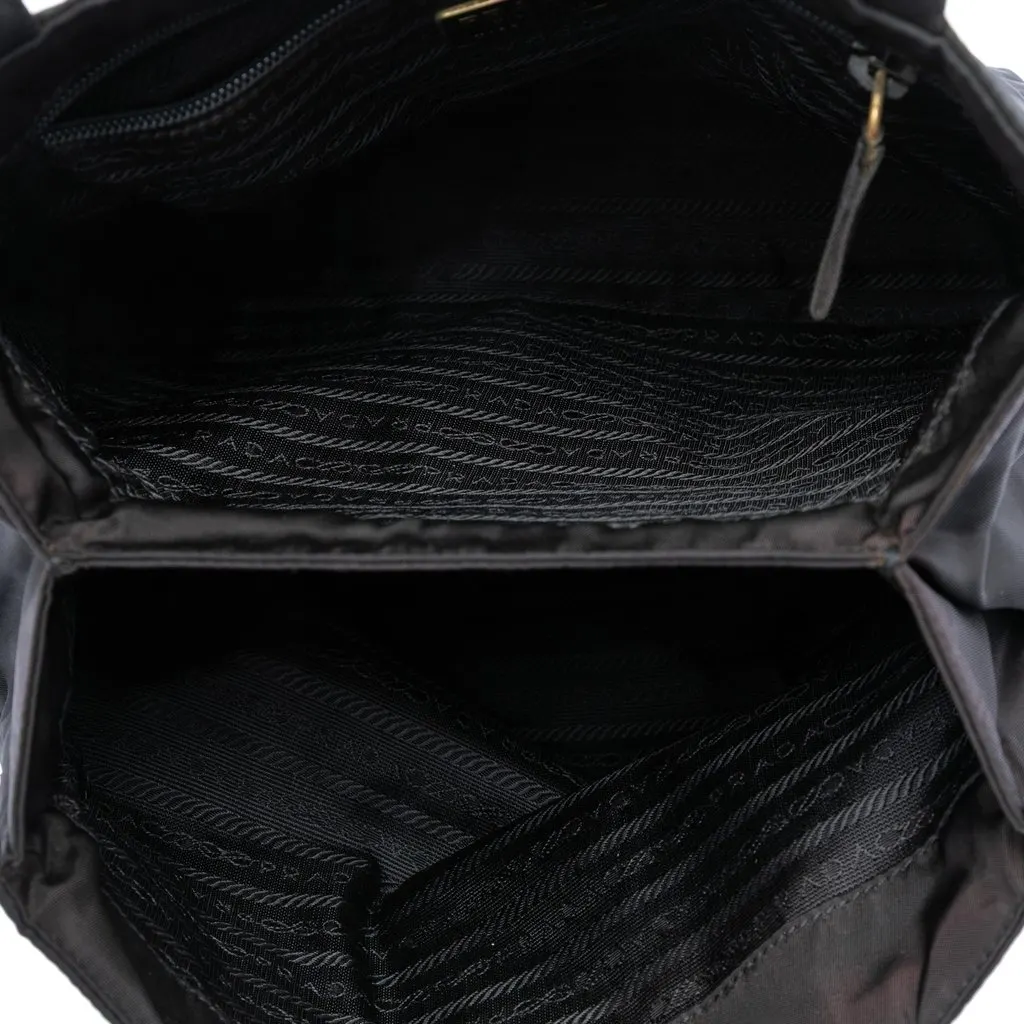 Prada Tessuto Metal Handle Bag Black Very good - Model View
