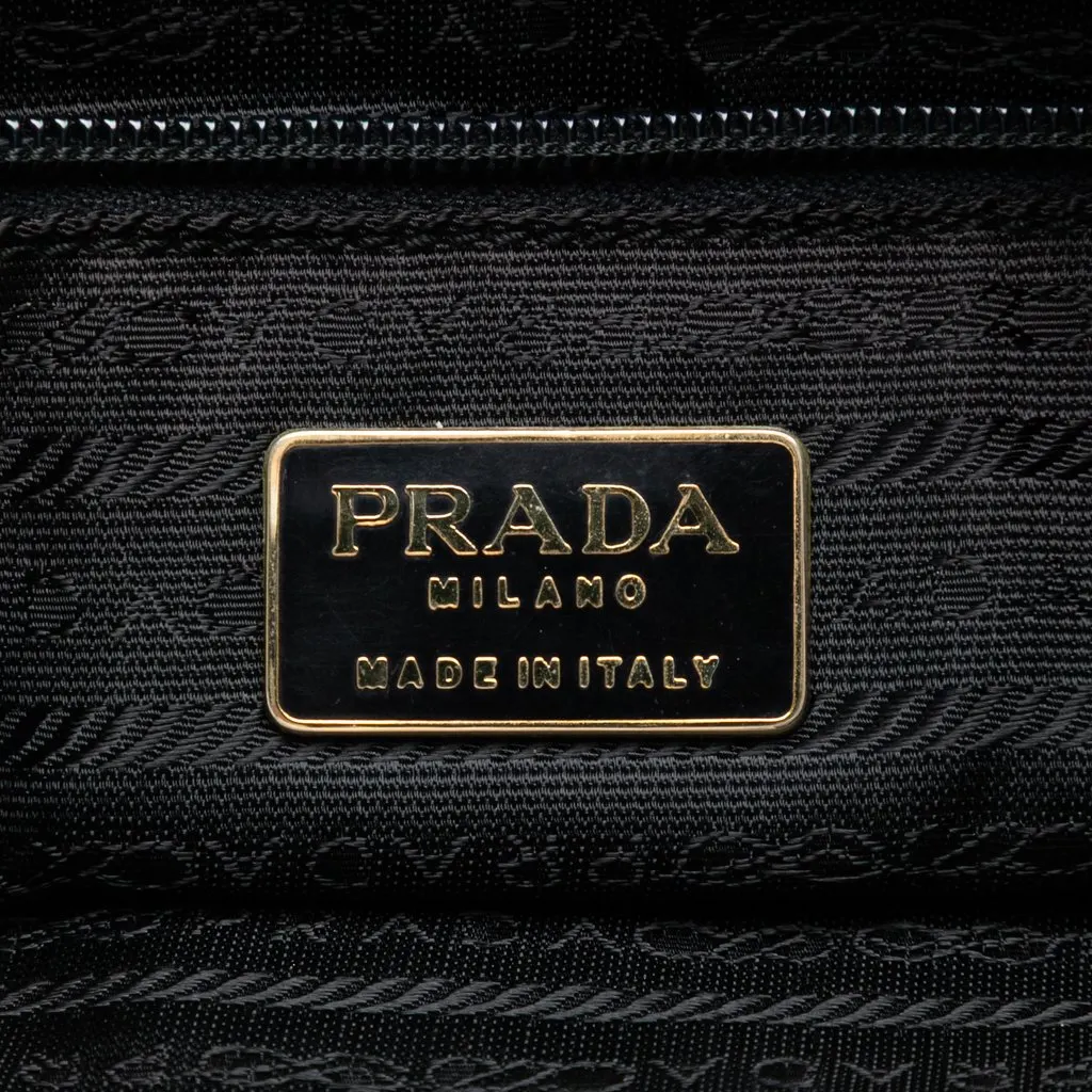 Prada Tessuto Metal Handle Bag Black Very good - Box View