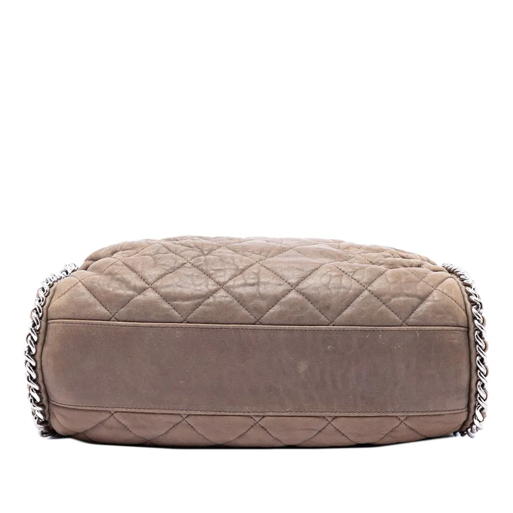 Chanel Quilted Washed Lambskin Chain Around Hobo Brown Leather Very good - Inside View