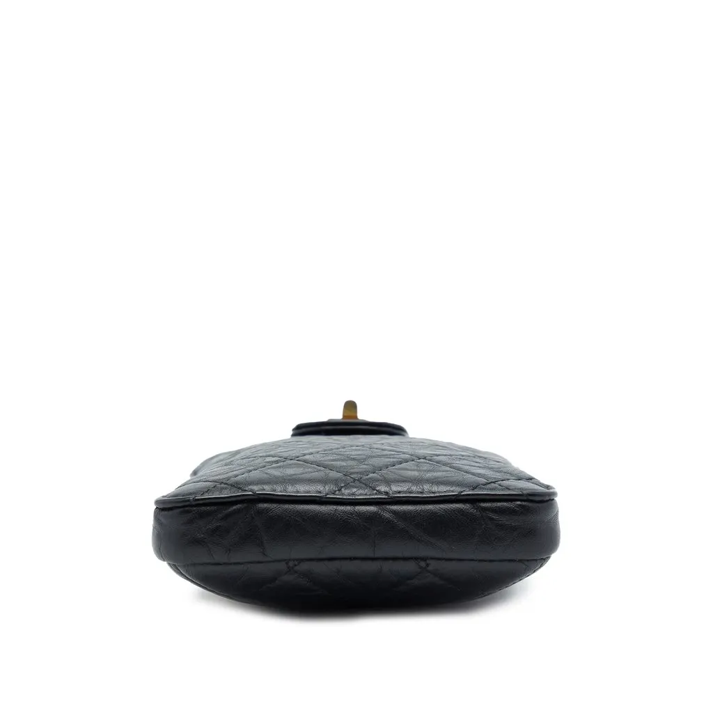 Chanel Quilted Aged Calfskin Reissue 2.55 Phone Holder With Chain Black Leather Very good - Inside View