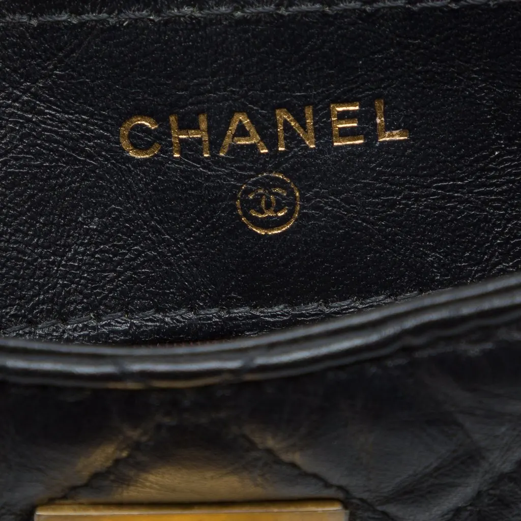 Chanel Quilted Aged Calfskin Reissue 2.55 Phone Holder With Chain Black Leather Very good - Box View