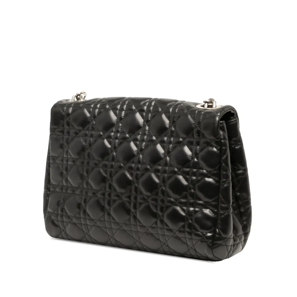 Dior Lambskin Cannage Soft Flap Black Leather Very good - Back View