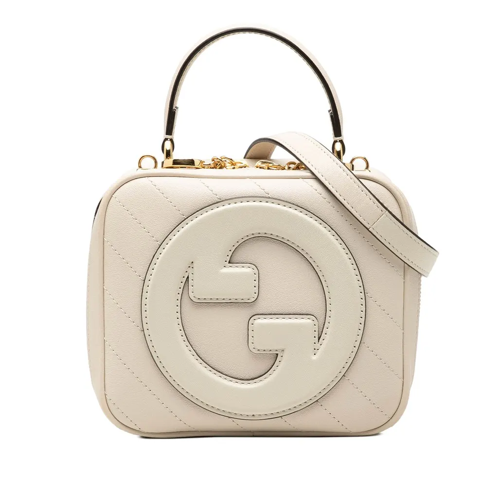 Gucci Matelasse Calfskin Blondie Top Handle Satchel White Leather Very good - Front View