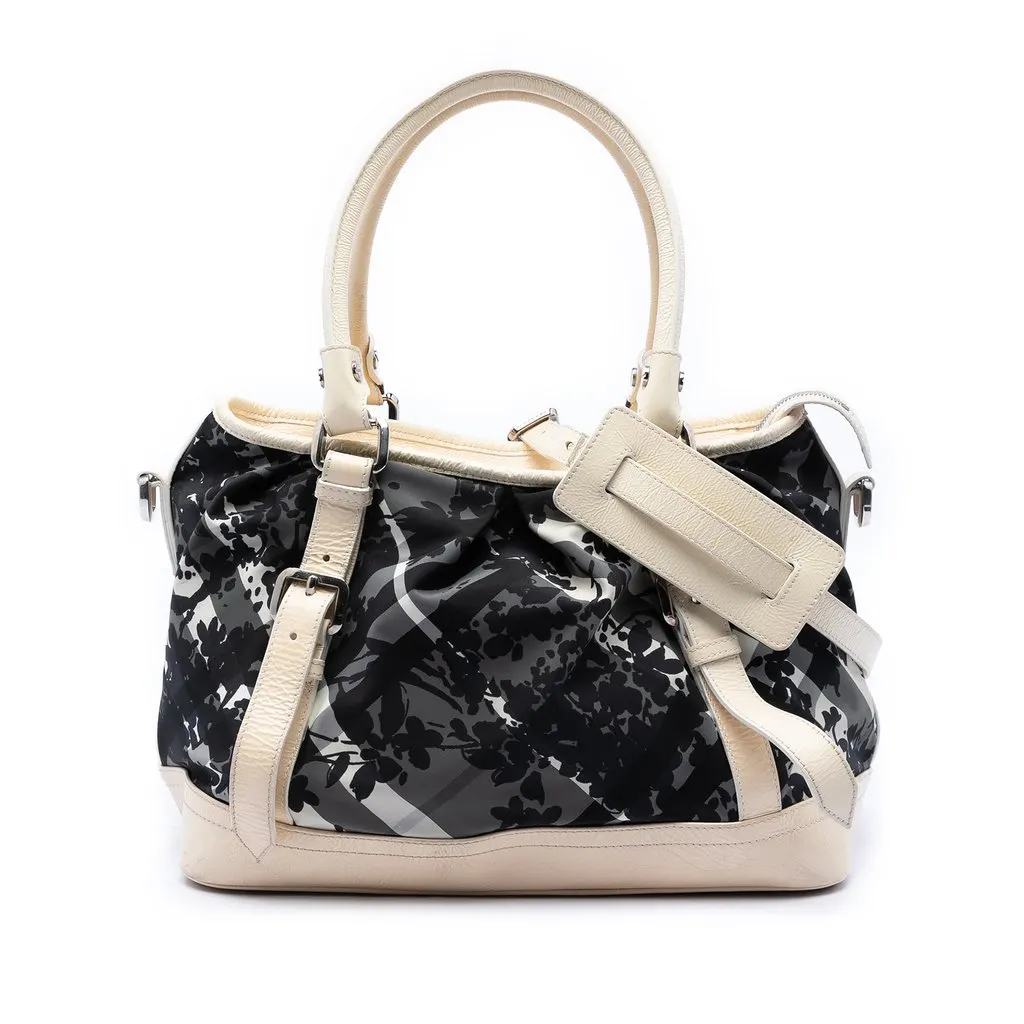 Burberry Floral Beat Check Nylon and Patent Satchel MultiColor Very good - Front View