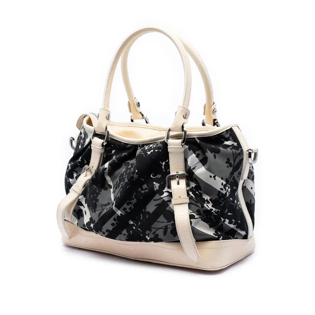 Burberry Floral Beat Check Nylon and Patent Satchel MultiColor Very good - Back View