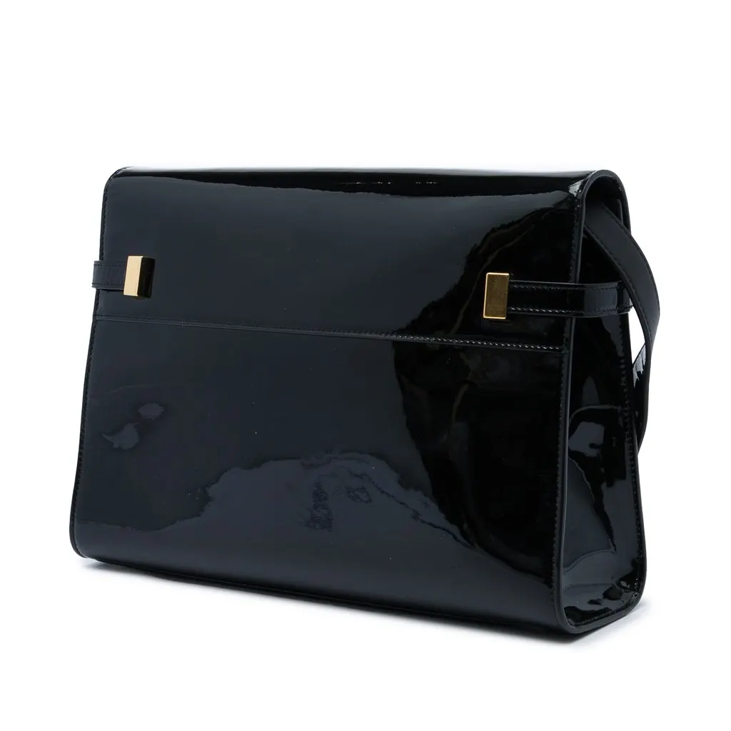 Saint Laurent Medium Patent Manhattan Shoulder Bag Black Leather Very good - Back View