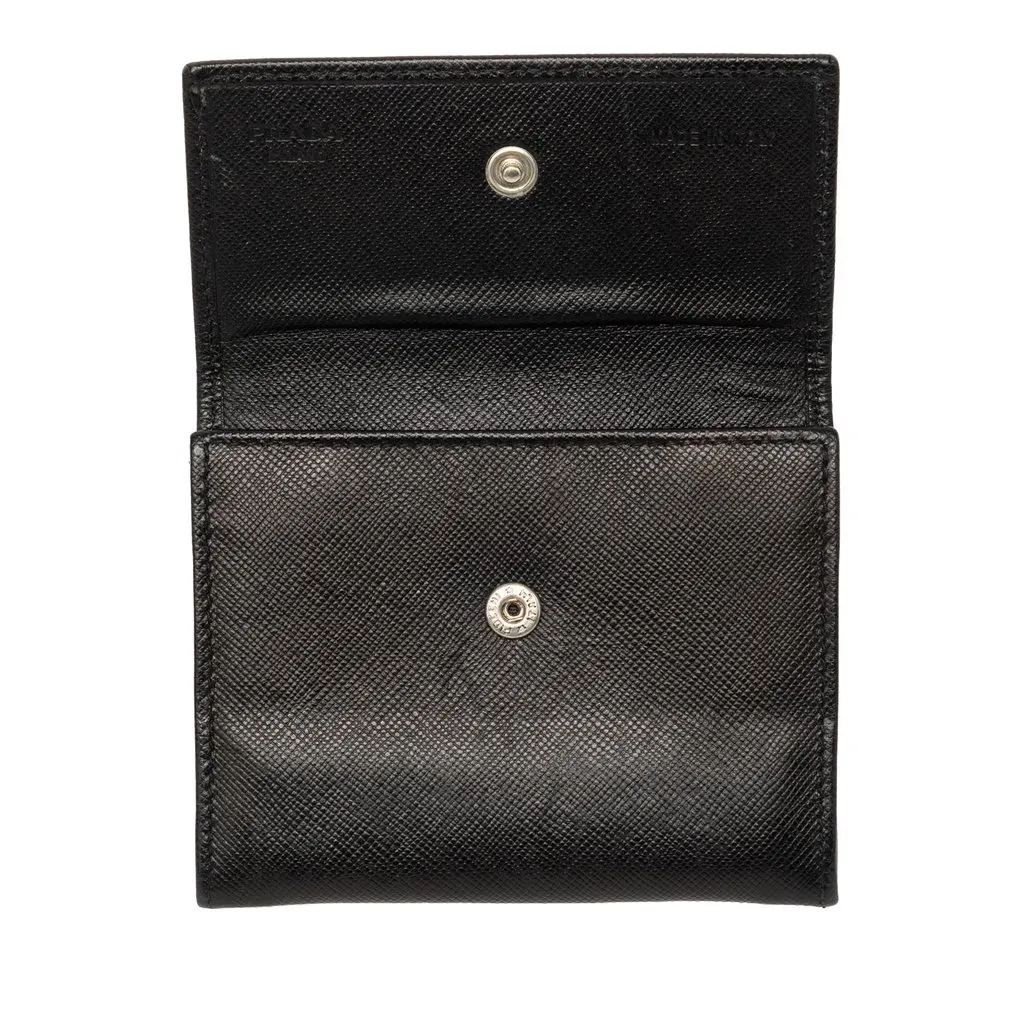 Prada Saffiano Card Holder Black Leather Very good - Model View