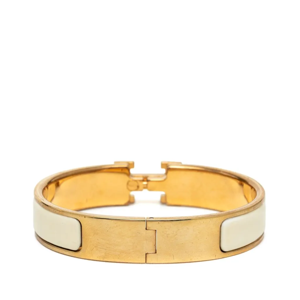 Hermès Narrow Enamel Clic H Bracelet PM White Very good - Inside View