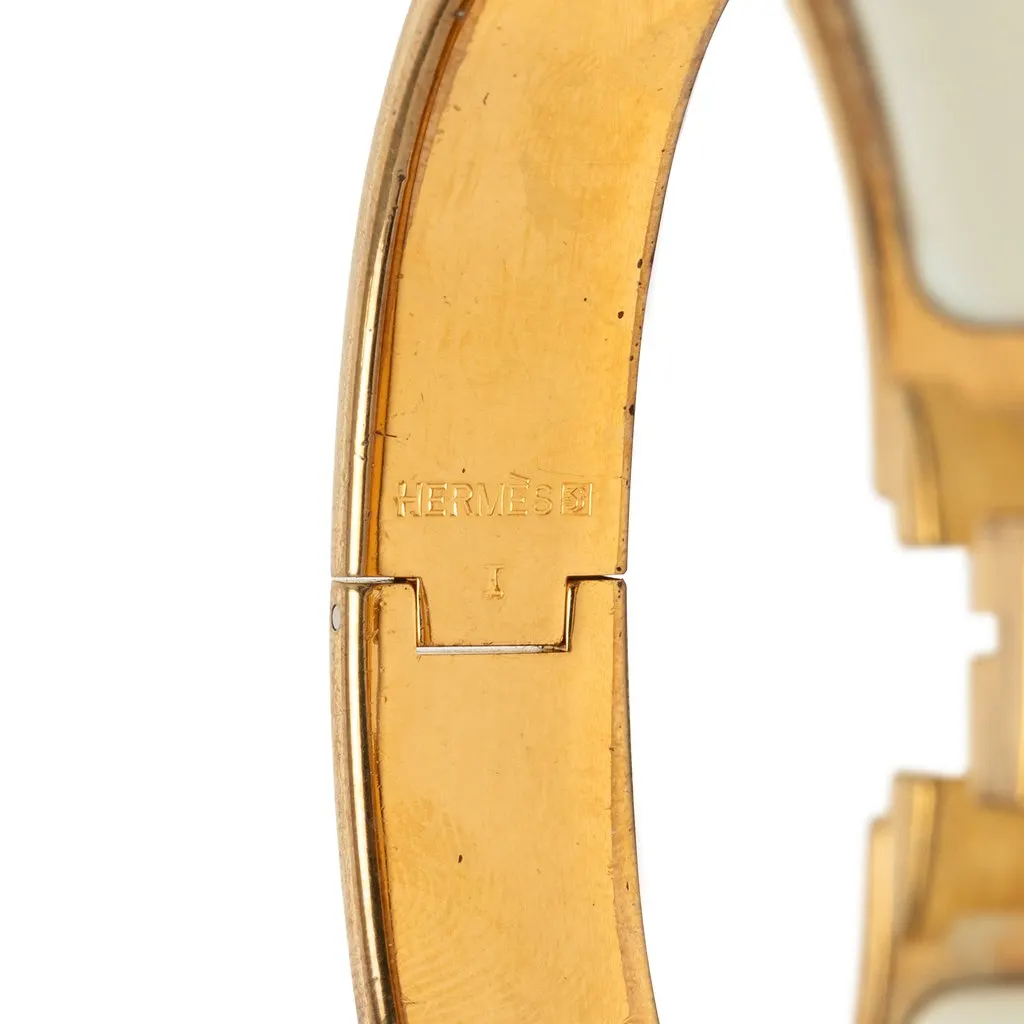 Hermès Narrow Enamel Clic H Bracelet PM White Very good - Model View