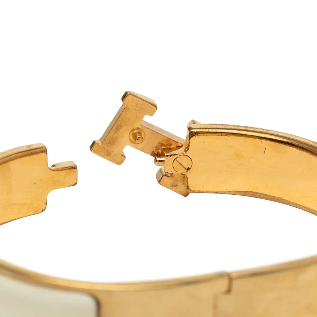 Hermès Narrow Enamel Clic H Bracelet PM White Very good - Box View