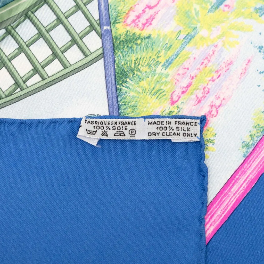 Hermès Giverny Silk Scarf 90 Blue Very good - Back View