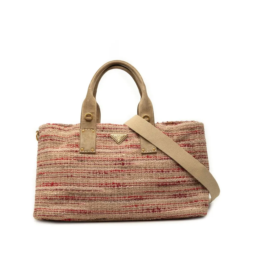 Prada Tweed Satchel MultiColor Very good - Front View