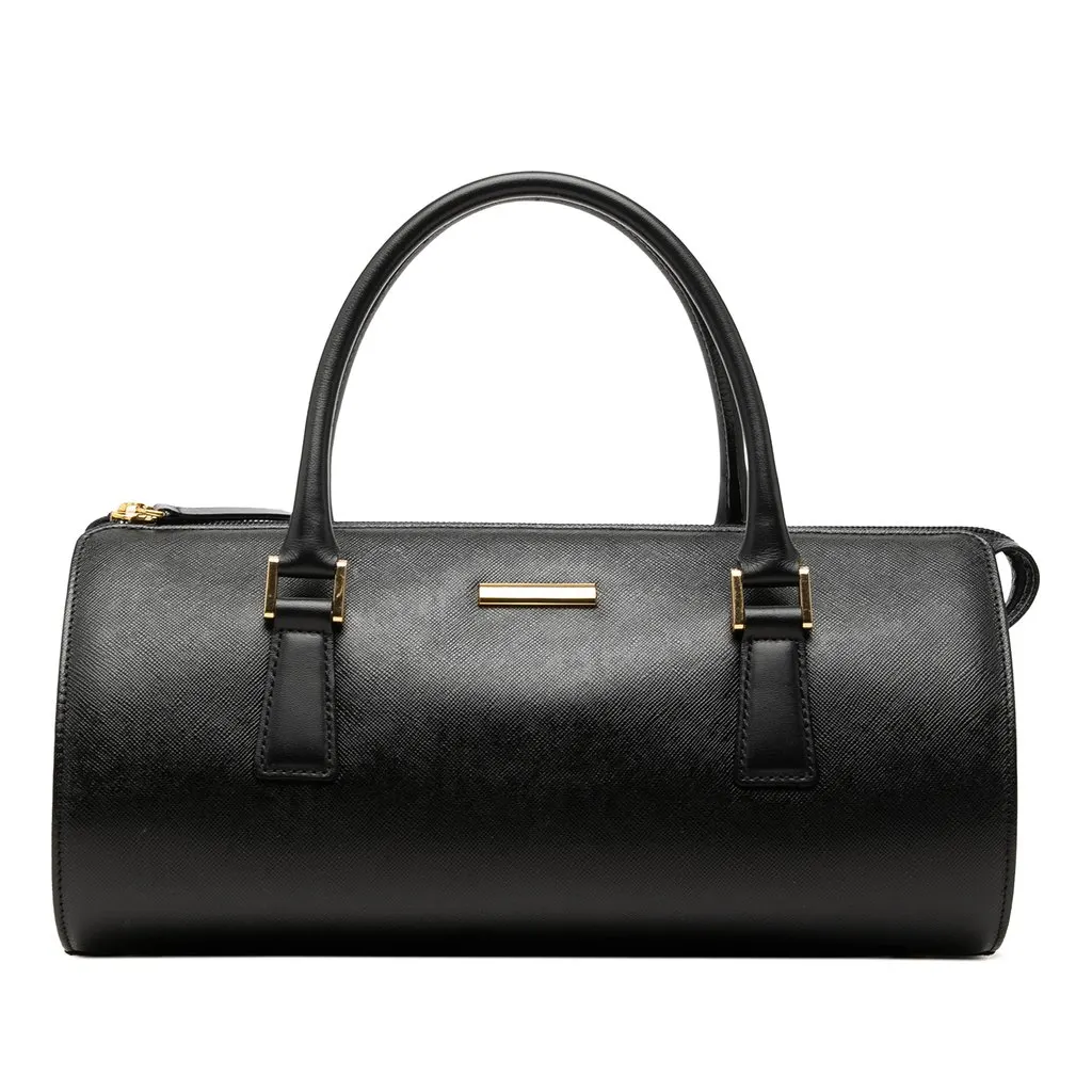 Burberry Leather Boston Bag Black Leather Good - Front View