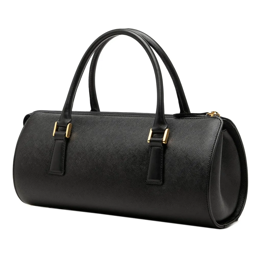 Burberry Leather Boston Bag Black Leather Good - Back View