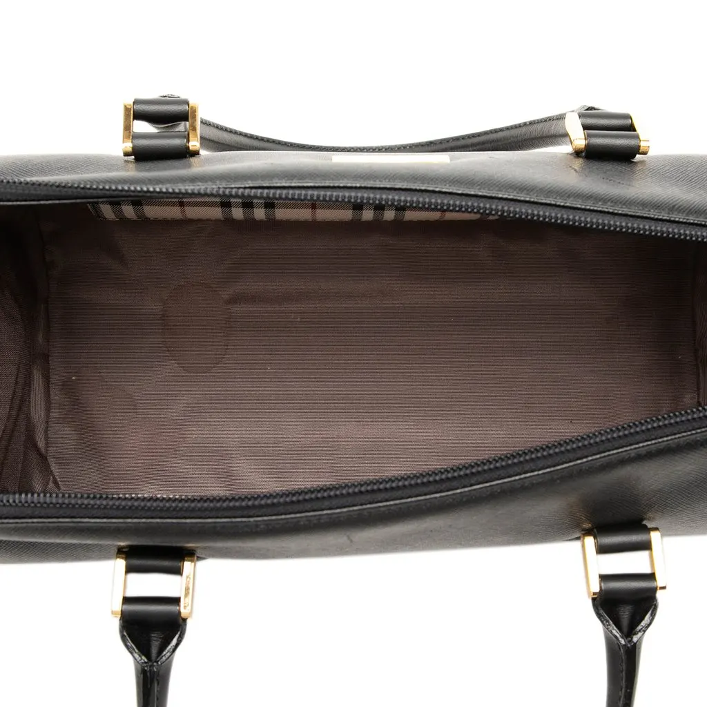 Burberry Leather Boston Bag Black Leather Good - Model View