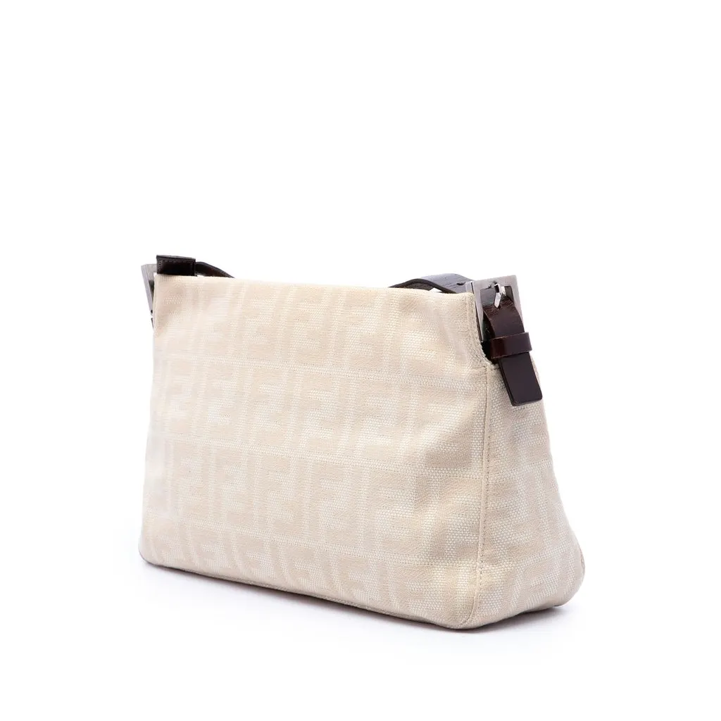 Fendi Zucca Canvas Shoulder Bag Beige Canvas Very good - Back View