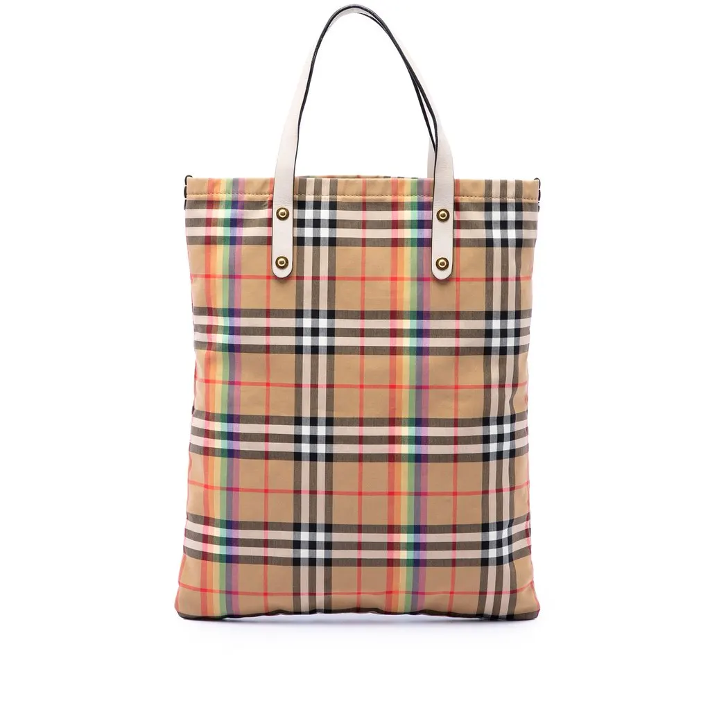 Burberry House Check Canvas Rainbow Tote Beige Very good - Front View