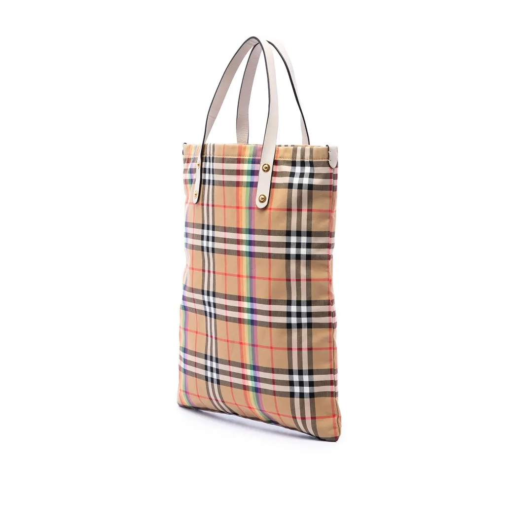 Burberry House Check Canvas Rainbow Tote Beige Very good - Back View