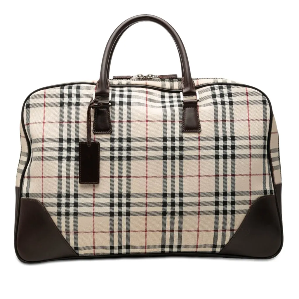 Burberry House Check Canvas Travel Bag Beige Good - Front View