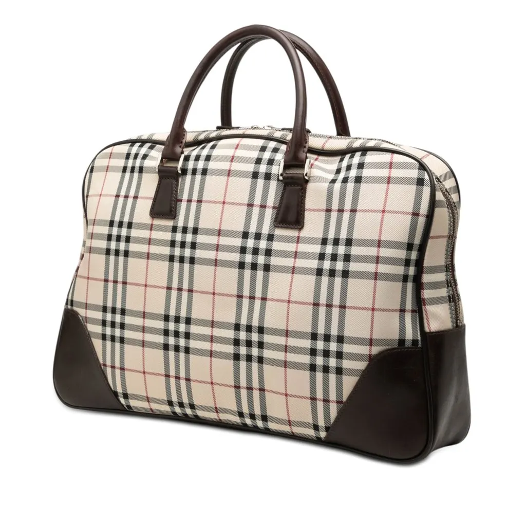 Burberry House Check Canvas Travel Bag Beige Good - Back View