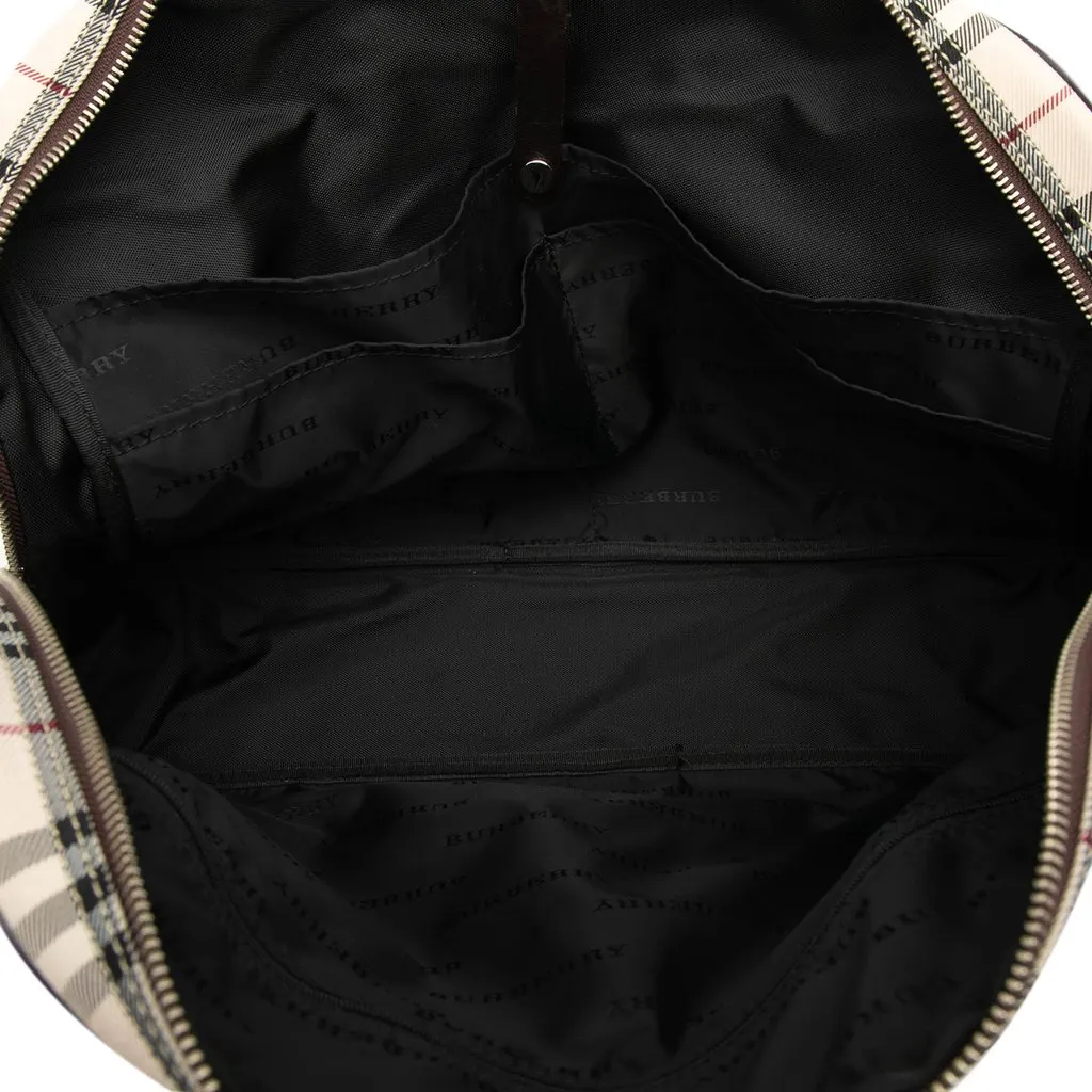 Burberry House Check Canvas Travel Bag Beige Good - Model View