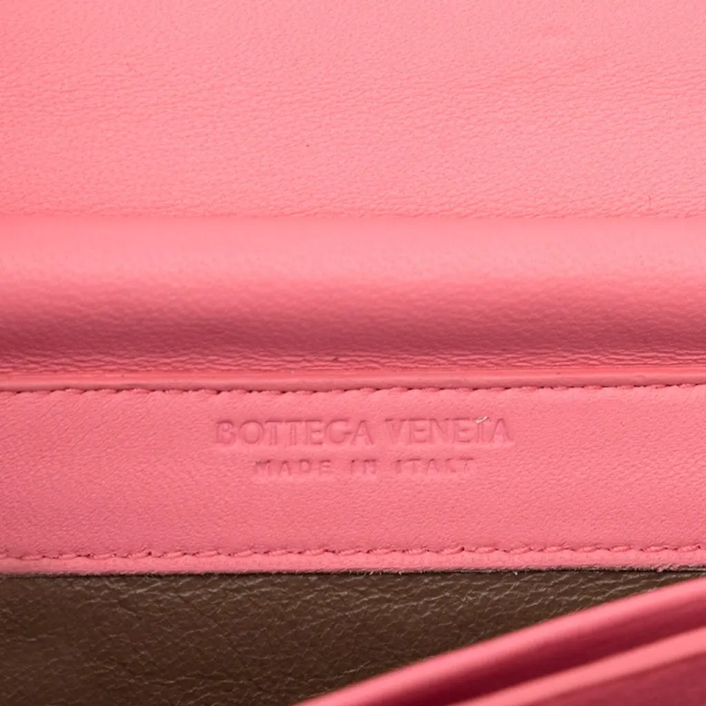 Bottega Veneta Nappa Intrecciato Continental Wallet on Chain Pink Leather Very good - Box View