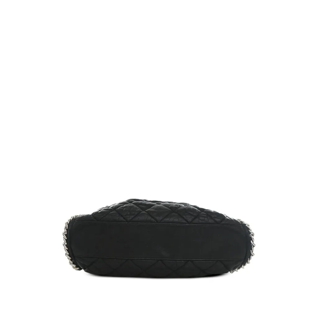 Chanel Quilted Washed Lambskin Chain Around Hobo Black Leather Very good - Inside View