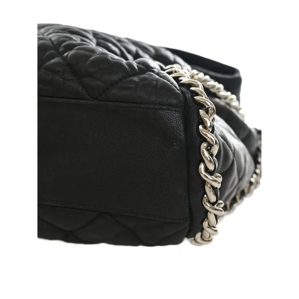 Chanel Quilted Washed Lambskin Chain Around Hobo Black Leather Very good - Box View
