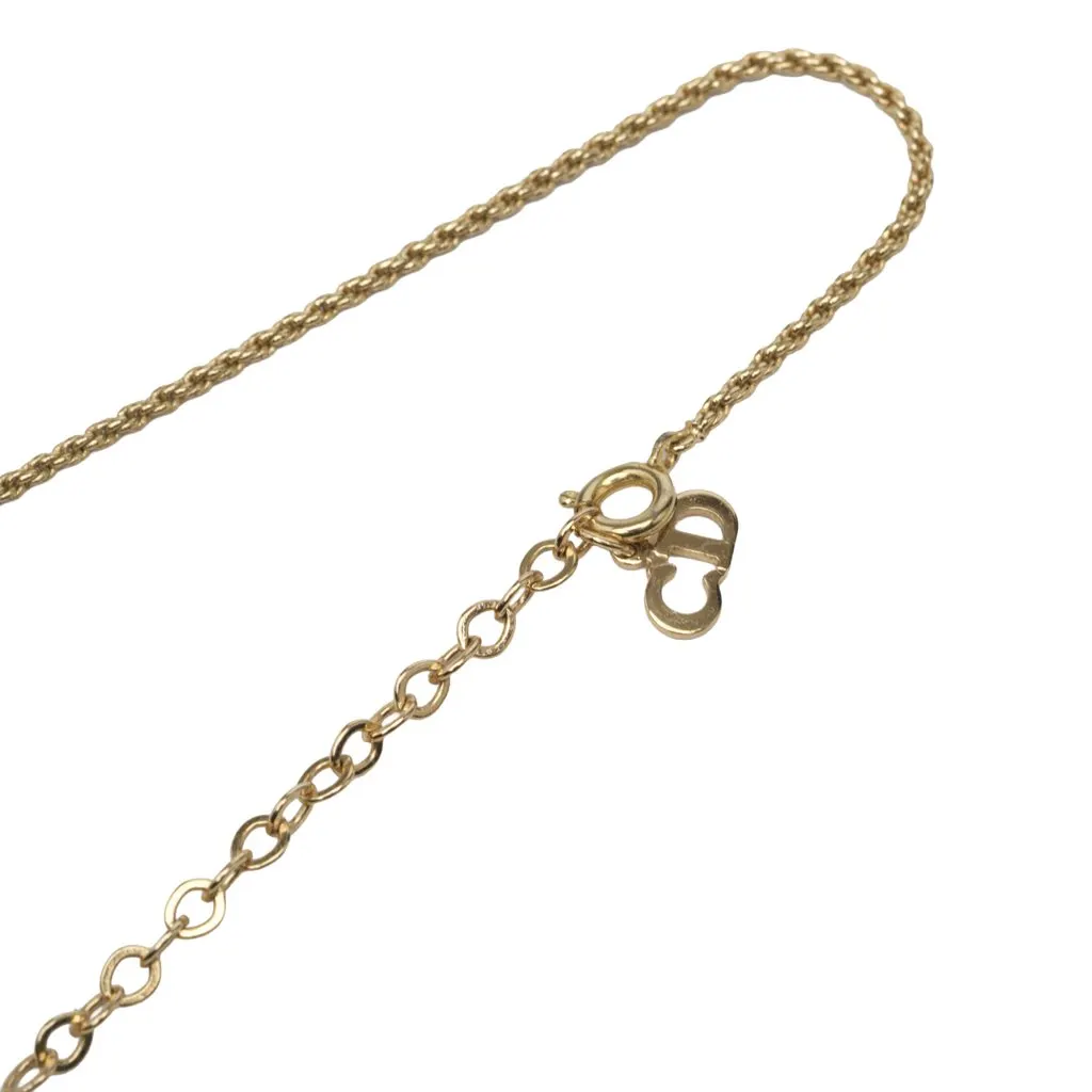 Dior Gold Plated CD Logo Water Drop Shape Pendant Necklace Gold Metal Very good - Box View