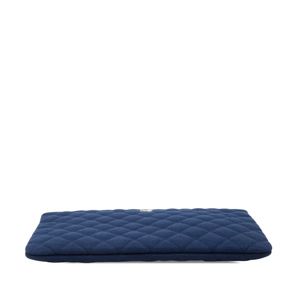 Chanel Medium Quilted Jersey O Case Clutch Blue Very good - Inside View