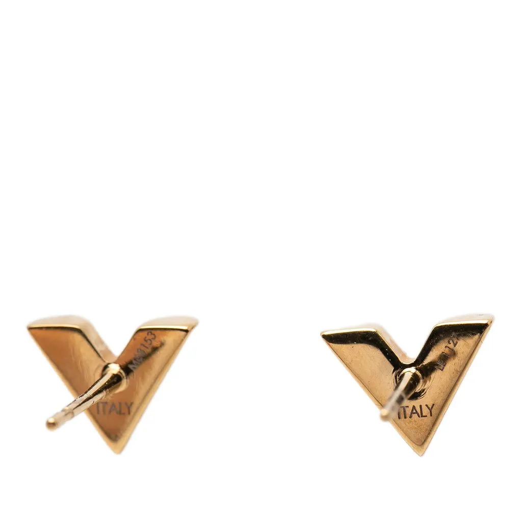 Louis Vuitton Gold Plated Essential V Stud Earrings Gold Metal Very good - Inside View