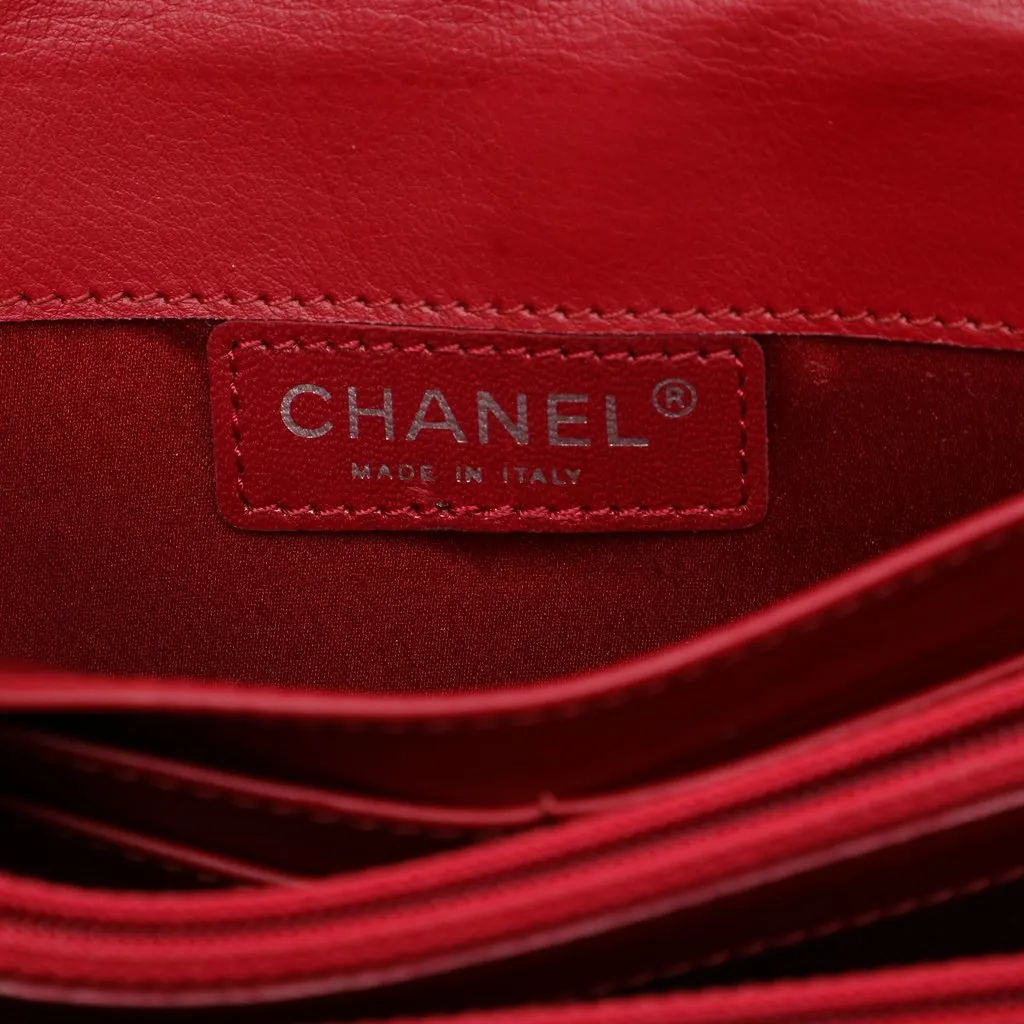Chanel Quilted Patent Brilliant East West Flap Clutch with Chain Red Leather Very good - Box View