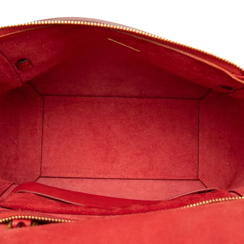 Celine Micro Grained Calfskin Belt Bag Red Leather Good - Model View