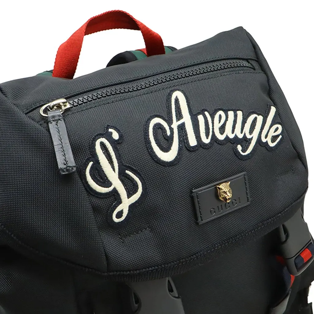 Gucci L'Aveugle Par Amour Techno Canvas Backpack Black Very good - Model View