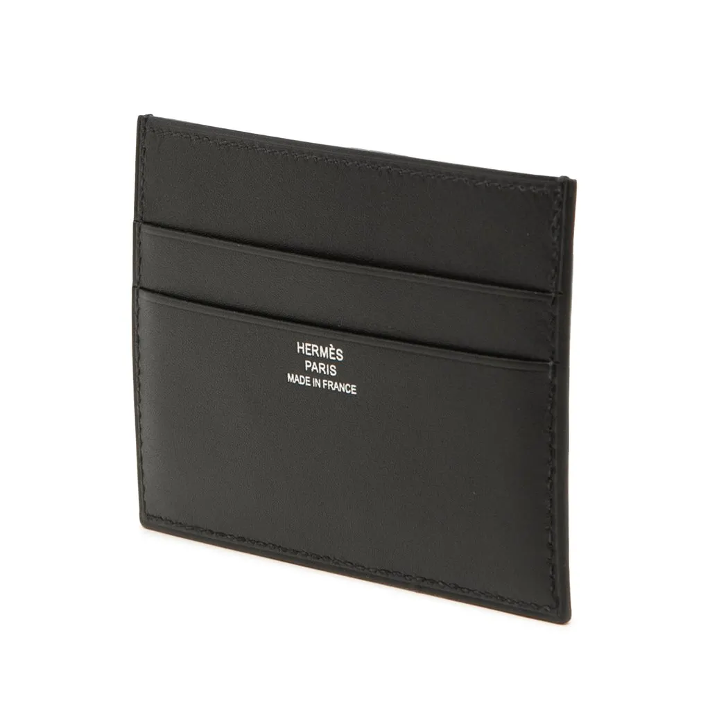 Hermès Evercolor and Tadelakt Cheval Picto Card Holder Black Leather Very good - Back View