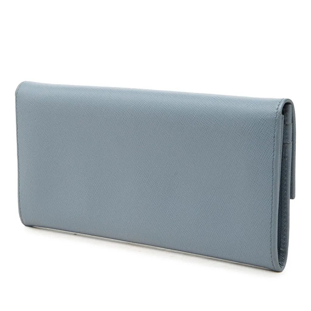 Prada Saffiano Continental Long Wallet Blue Leather Very good - Back View