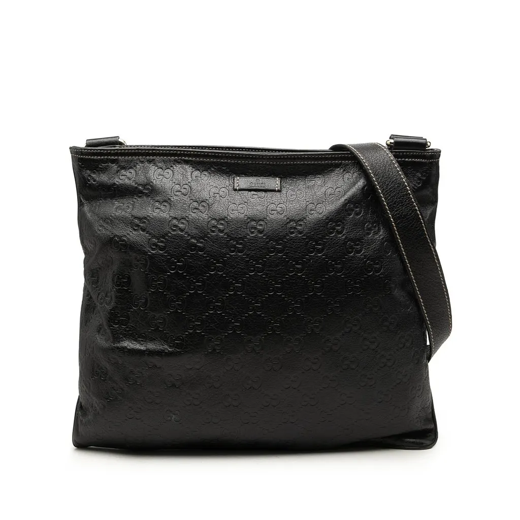 Gucci Guccissima Crossbody Black Leather Good - Front View