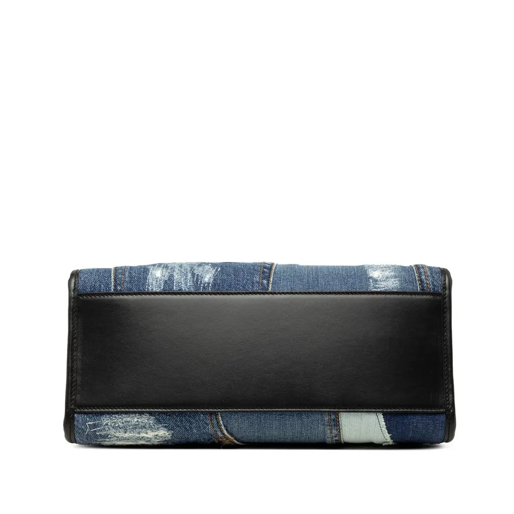 Dolce & Gabbana Denim Patchwork Logo Shopper Tote Blue Very good - Inside View