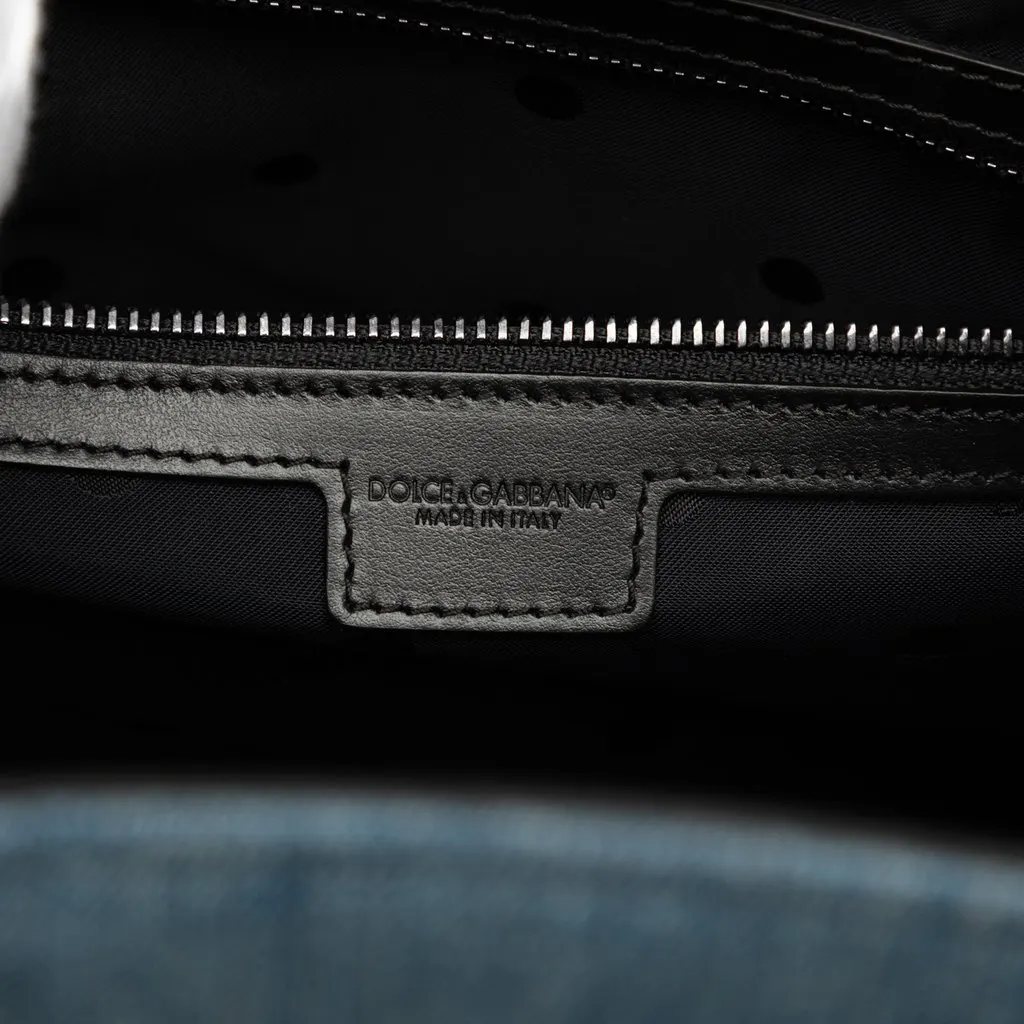 Dolce & Gabbana Denim Patchwork Logo Shopper Tote Blue Very good - Box View