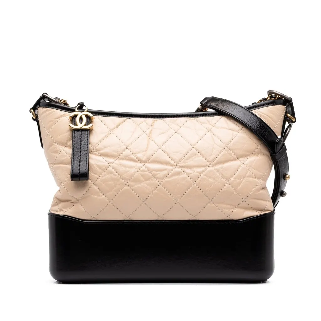 Chanel Medium Bicolor Lambskin Gabrielle Crossbody Beige Leather Very good - Front View